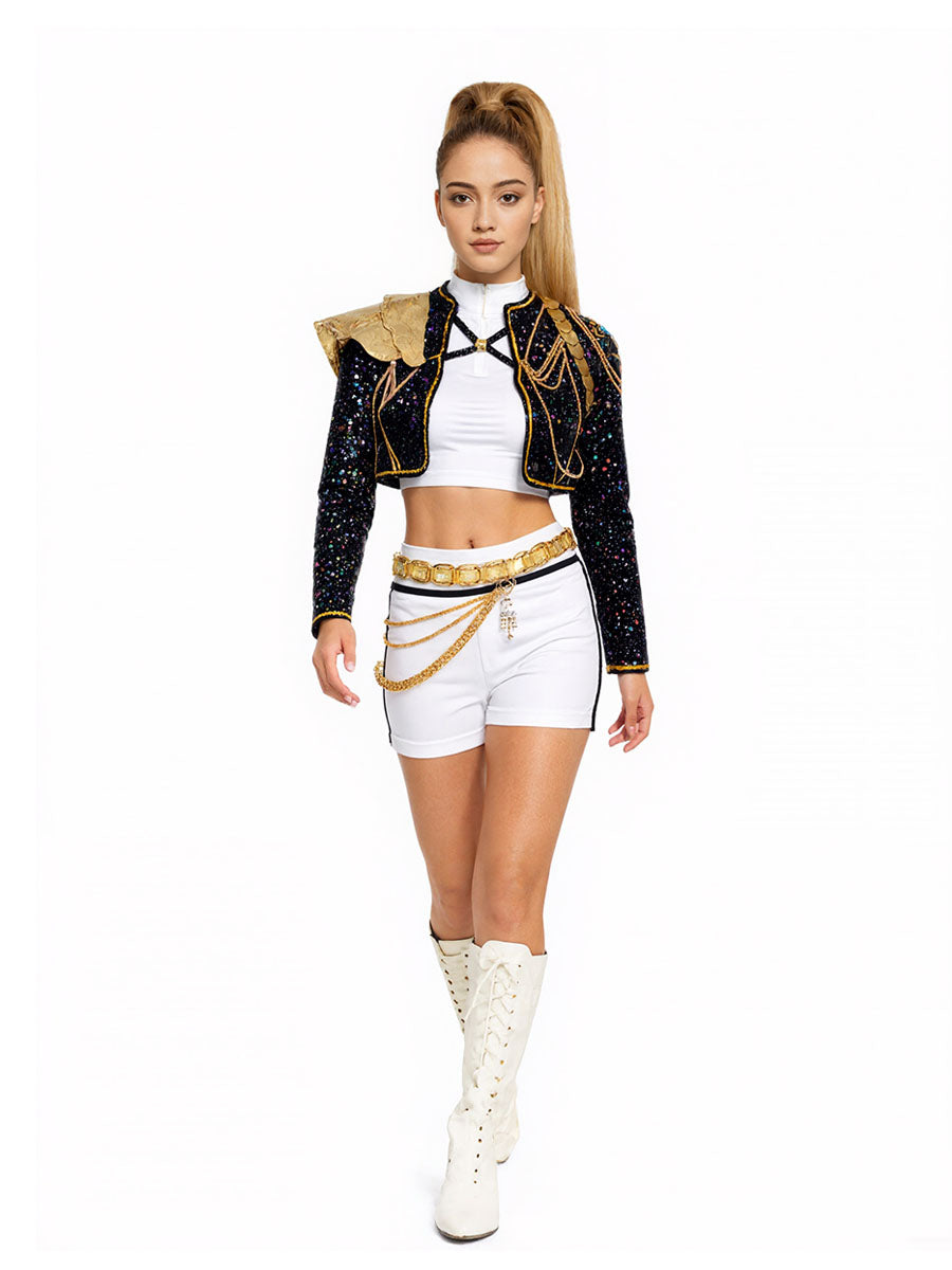 Korean Idol Inspired Colored Sequins Costume