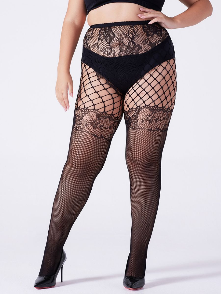 2 PCS Floral Lace Fishnet Pantyhose