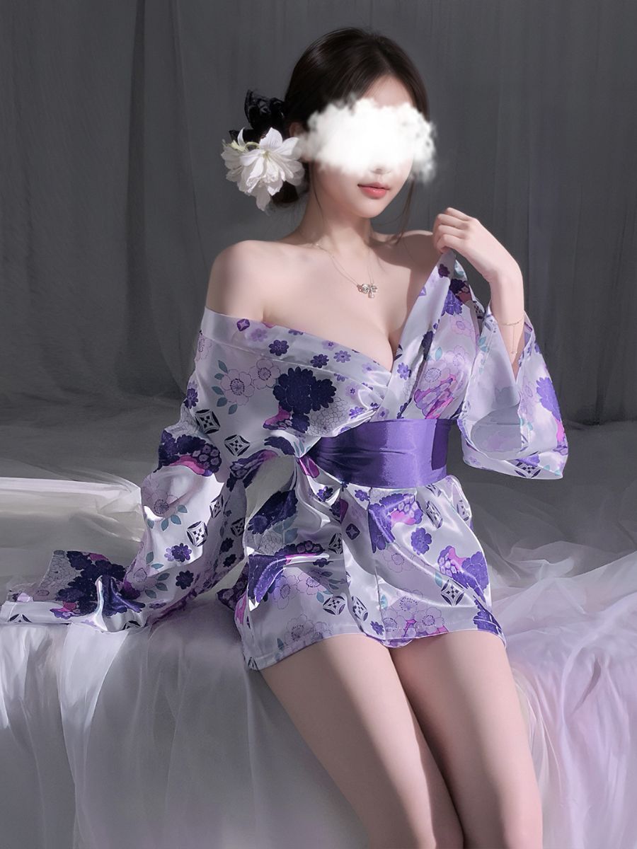 Purple Floral Print Kimono Dress