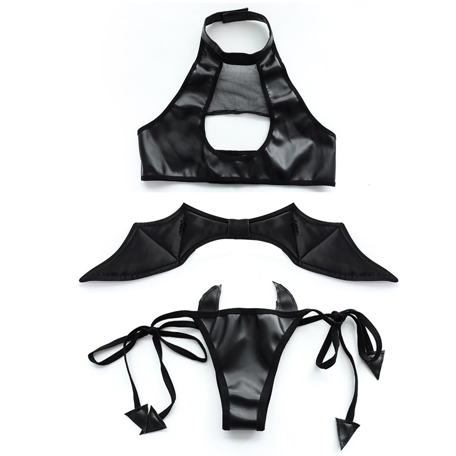 Hell Rider Succubus Lingerie Sexy Devil Latex Black Cosplay Costume