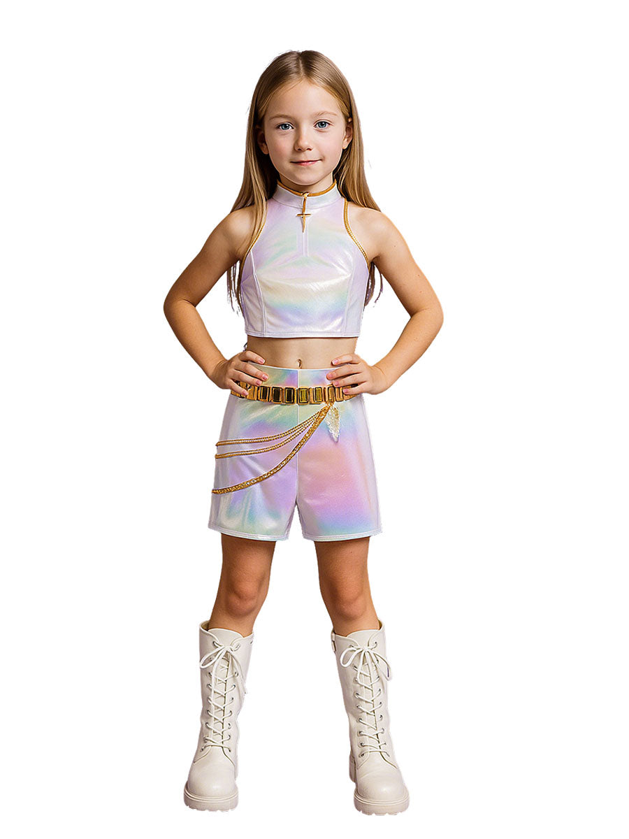 PU Leather POP Star White Costume