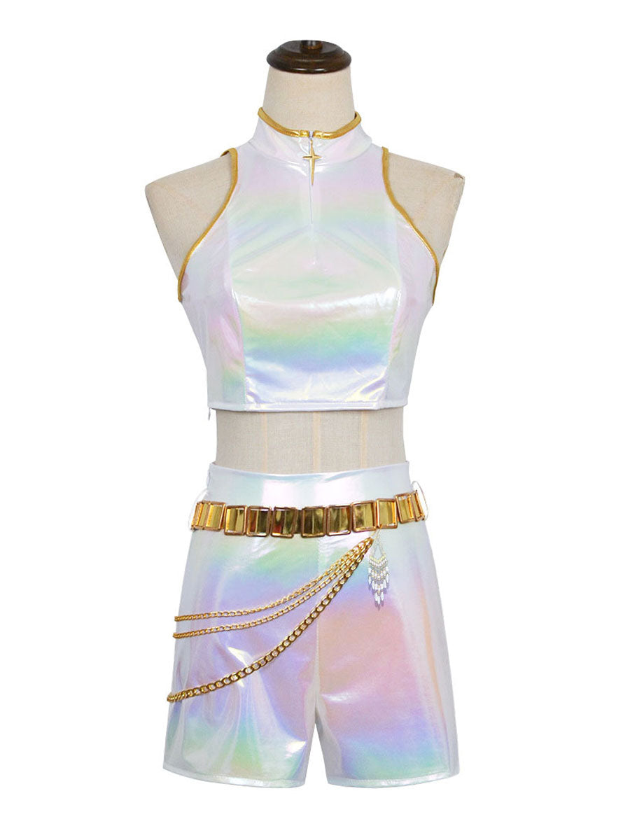 PU Leather POP Star White Costume