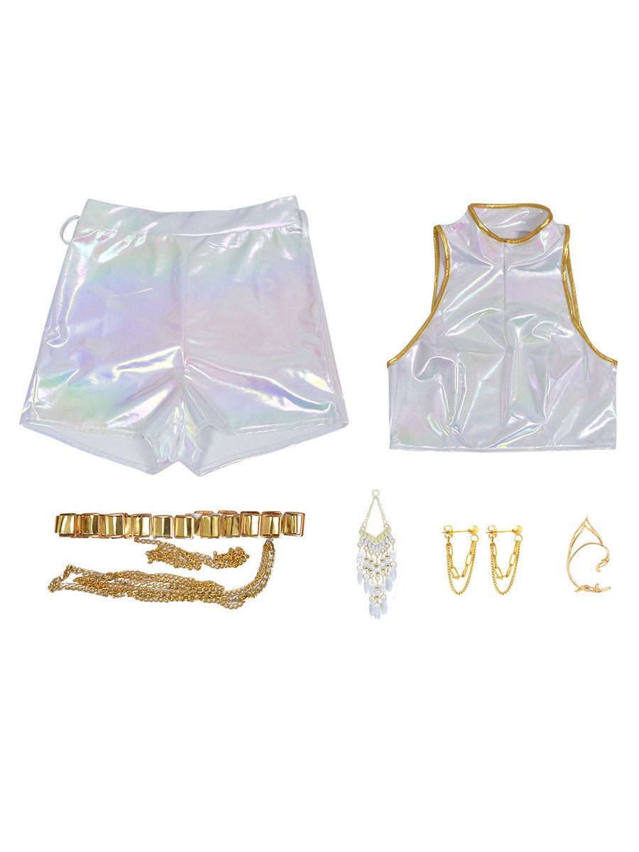PU Leather POP Star White Costume
