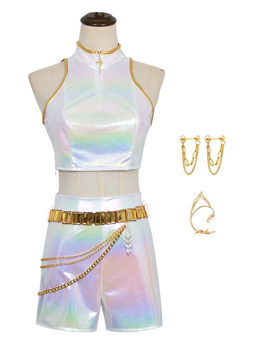 PU Leather POP Star White Costume