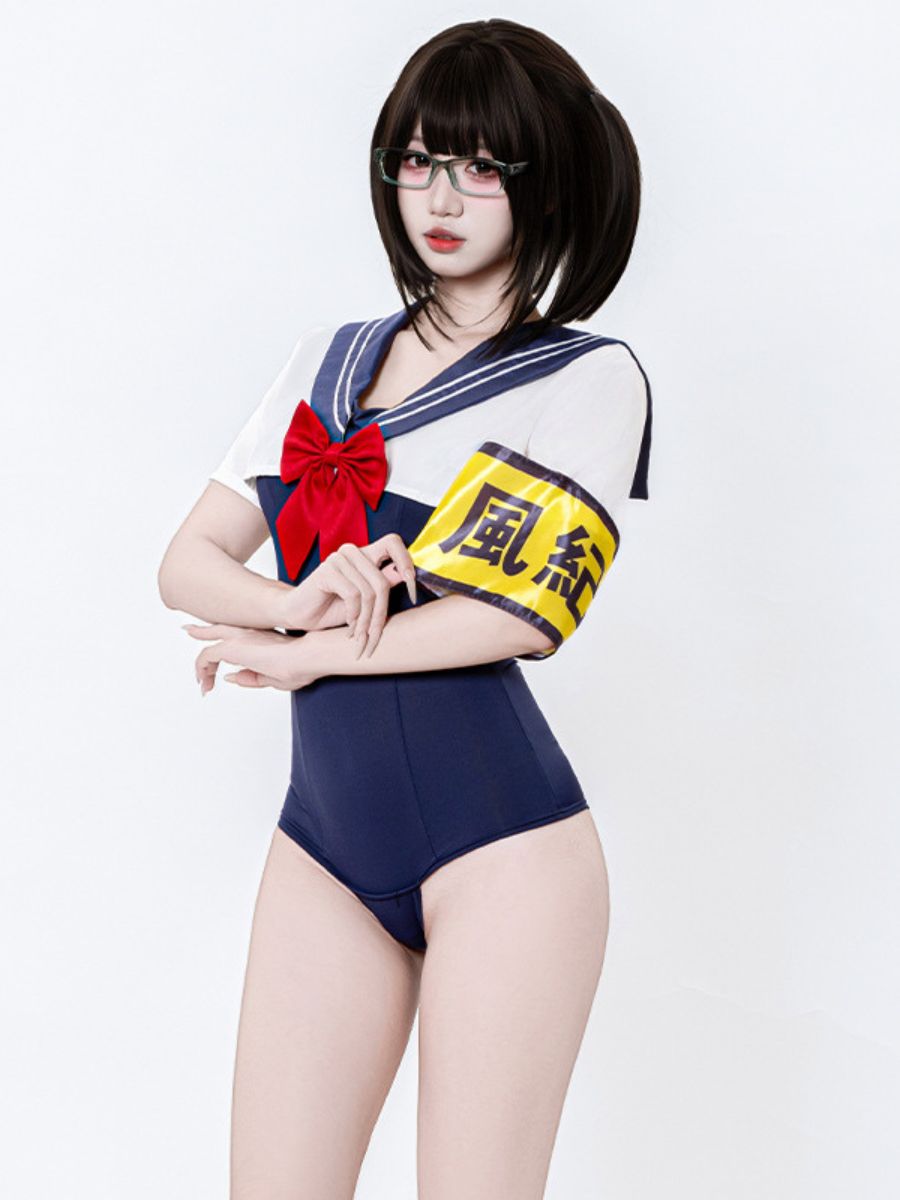 Anime Schoolgirl Cosplay Bodysuit with Top