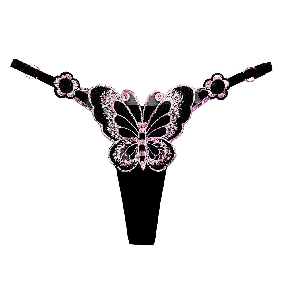 Sexy Butterfly Embroidered T-string Panty Strappy Sides Underwear