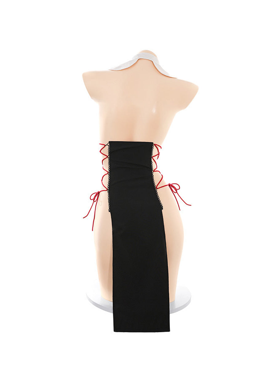 Lace Up Cupless Cheongsam Outfit