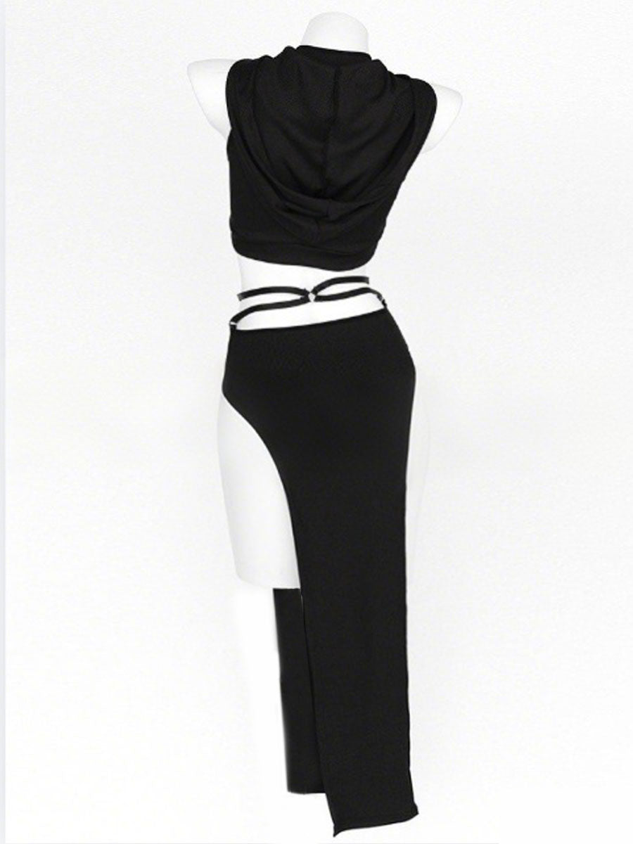 Cyber-Goth Devil Crop Top and Skirt
