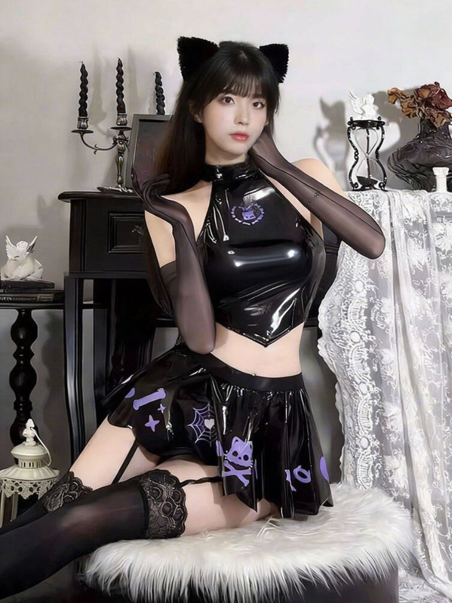 Cyber Punk Ghost Cat Cosplay Outfit