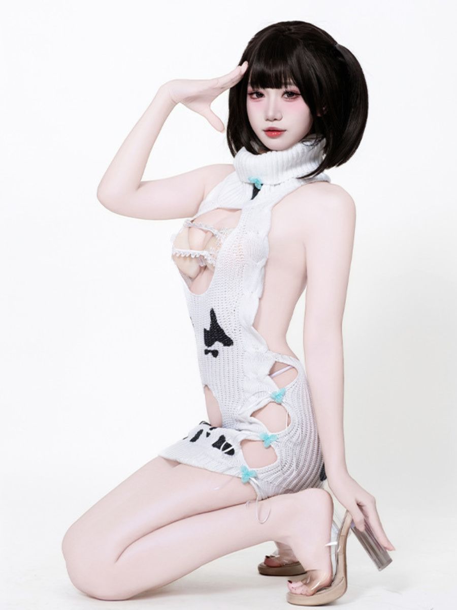 Dairy Cow Turtleneck Sweater Dress