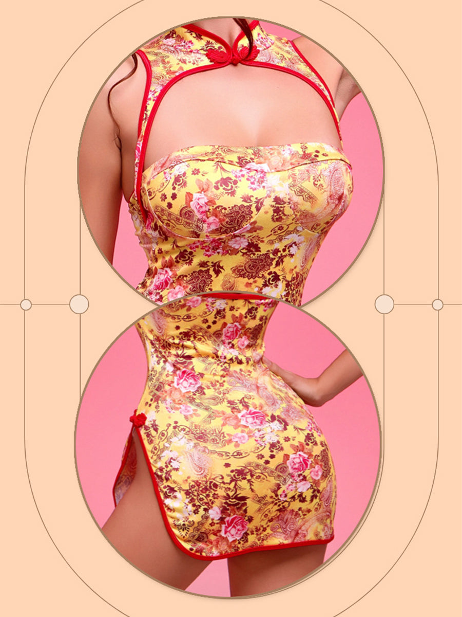 Elegant Modern Floral Cheongsam Dress