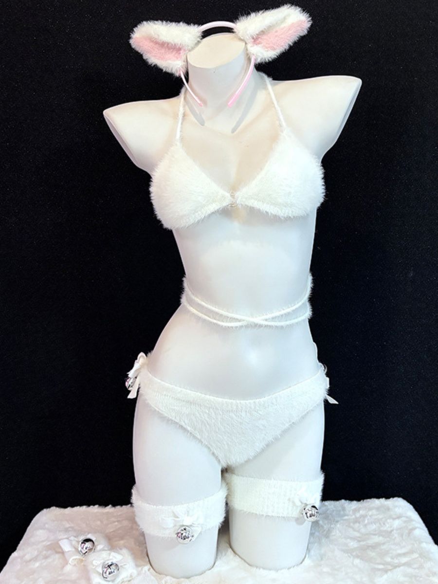 Cute Fluffy Cat Lingerie Set