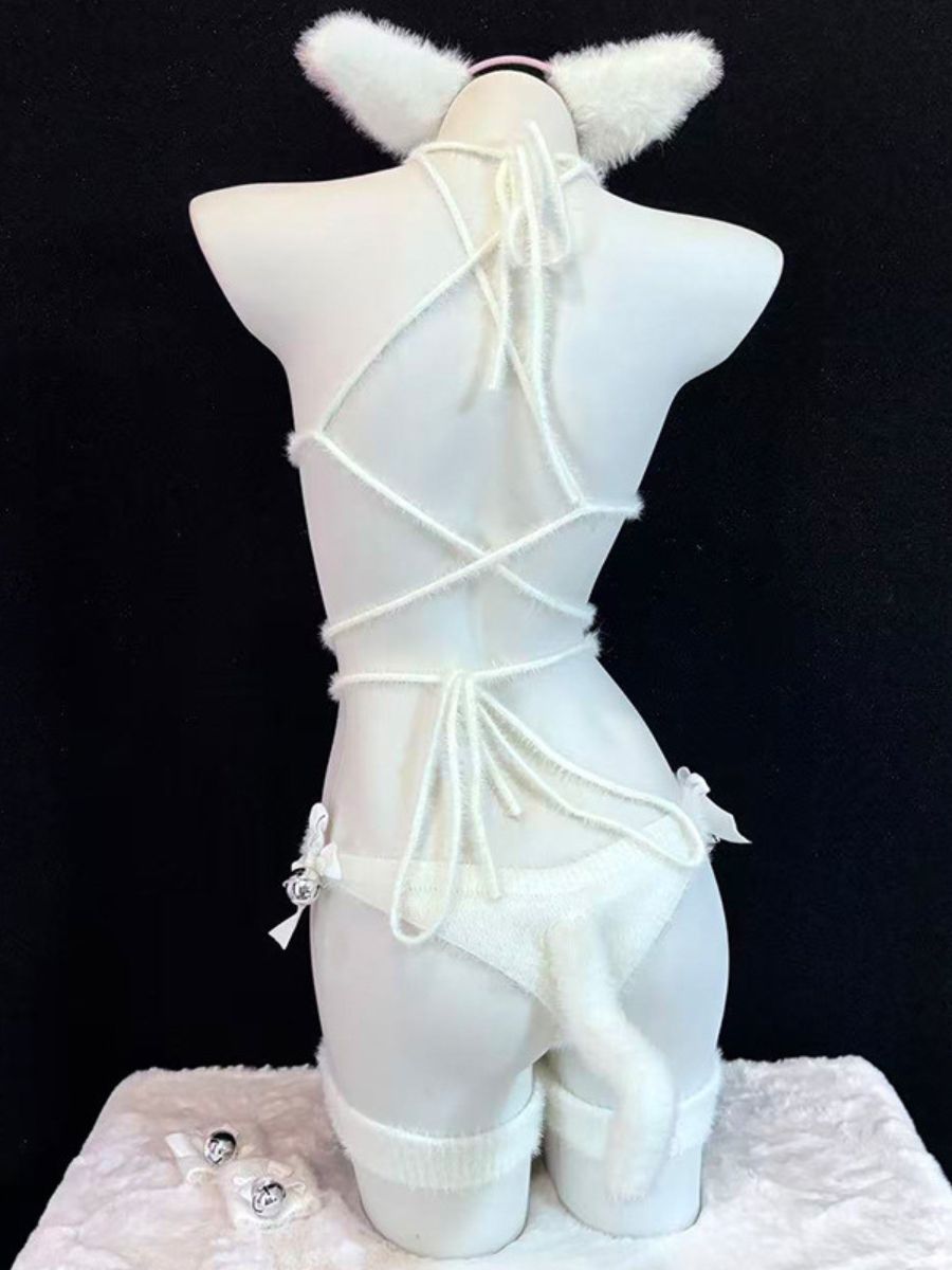 Cute Fluffy Cat Lingerie Set