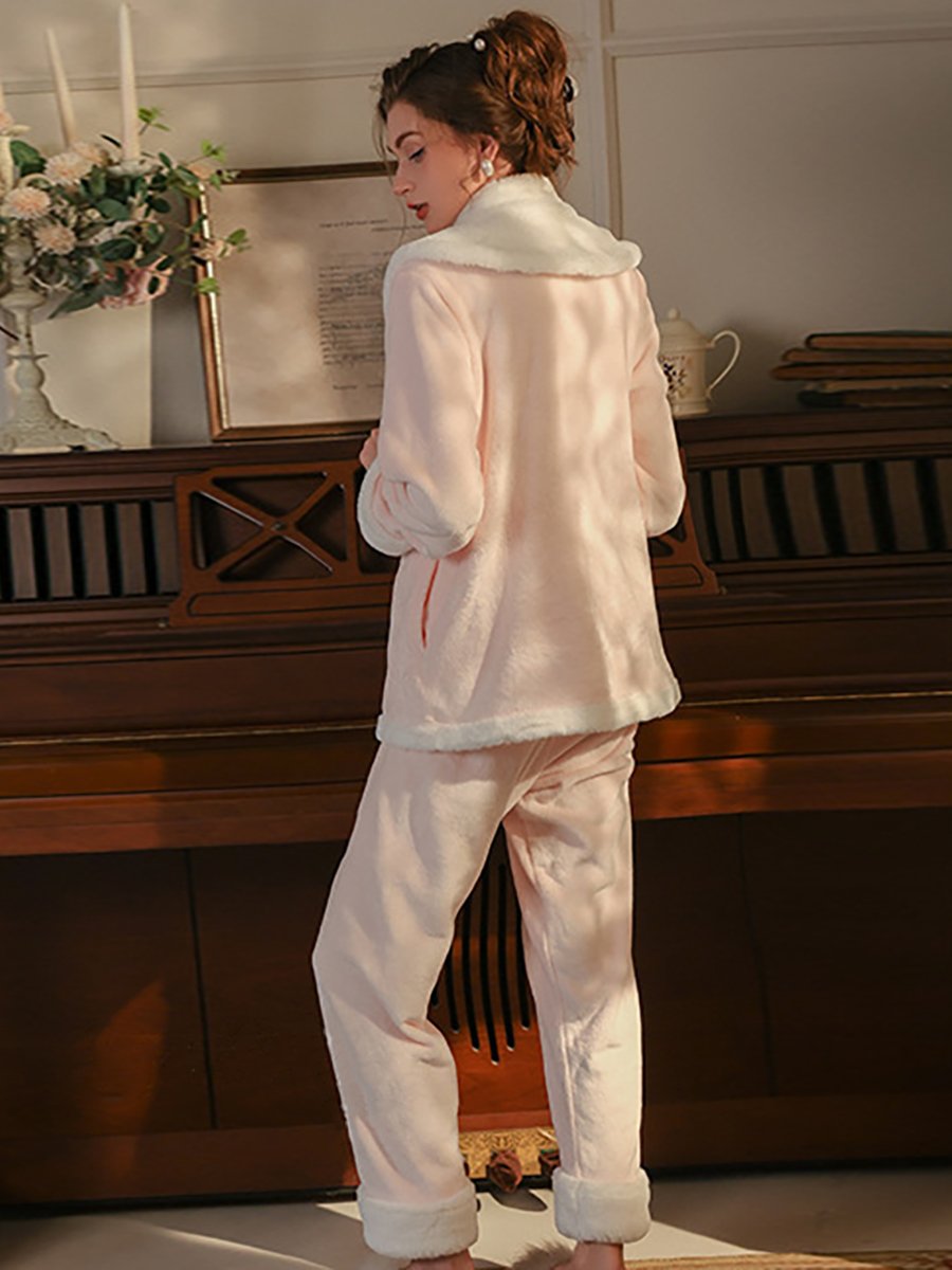 Fuzzy Chinese Style Pajamas Set