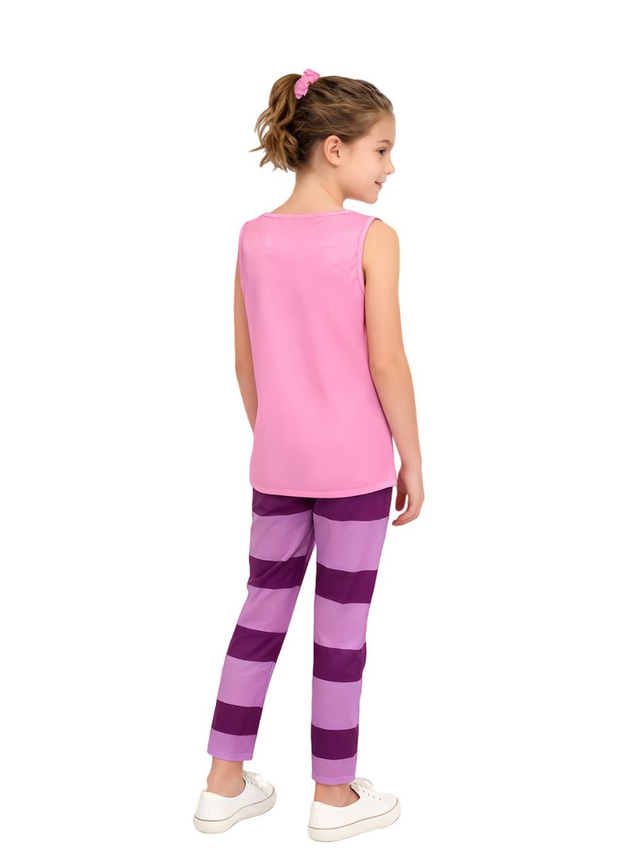Girls Pink Tank & Striped Pants Outfit Set