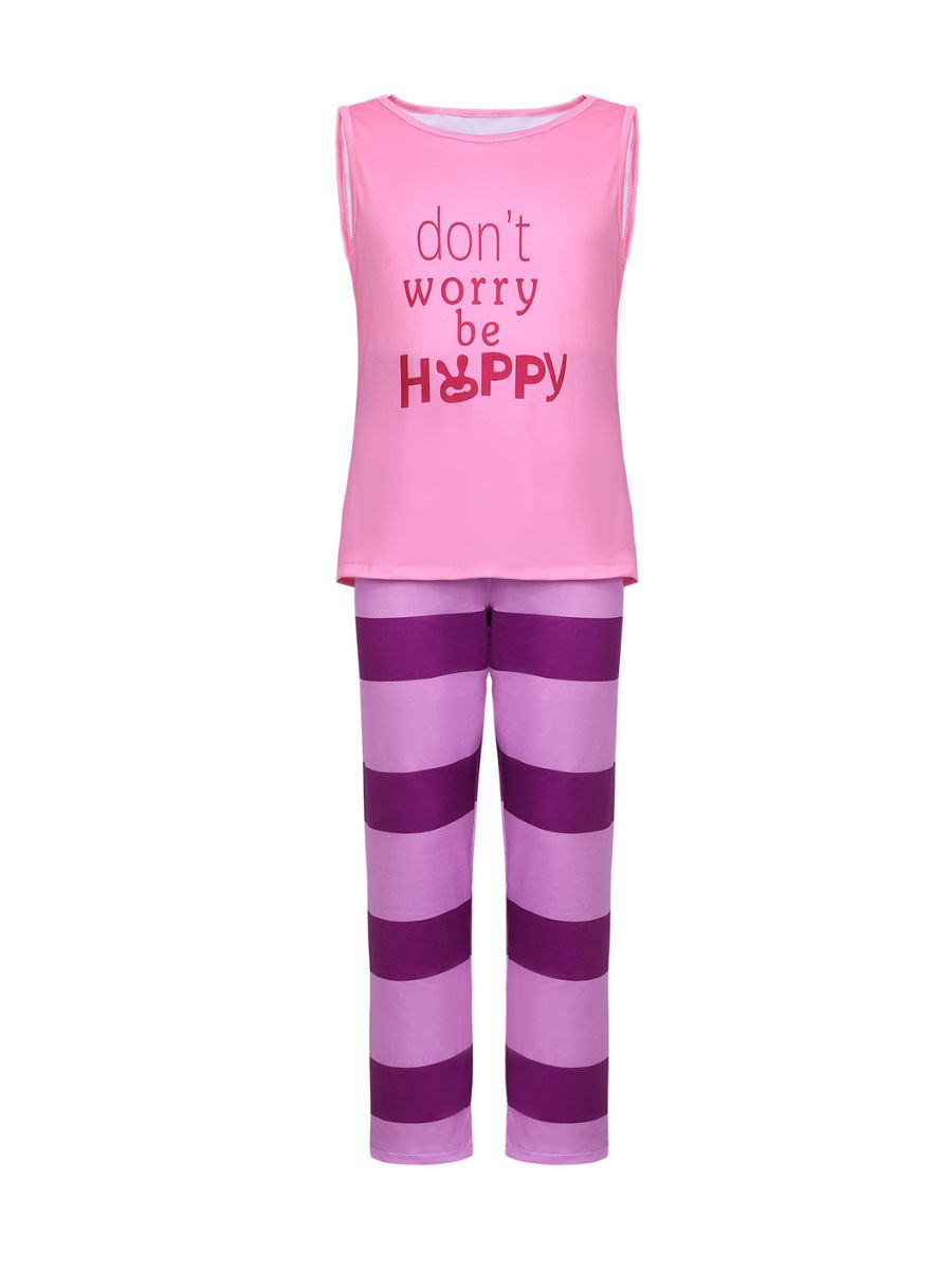 Girls Pink Tank & Striped Pants Outfit Set