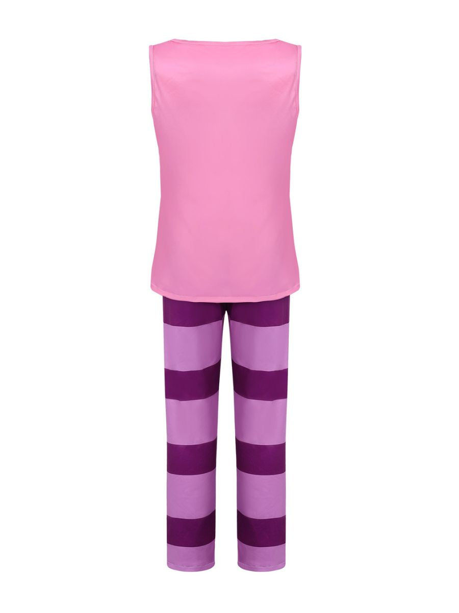 Girls Pink Tank & Striped Pants Outfit Set