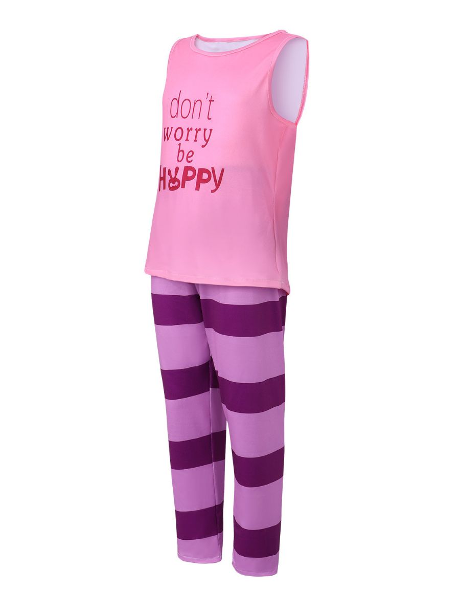 Girls Pink Tank & Striped Pants Outfit Set