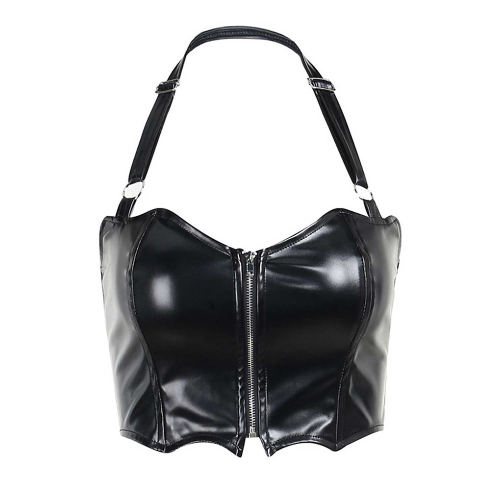 Gothic Zipper Up Halter Top