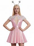 Holographic Alien Cosplay Mini Dress