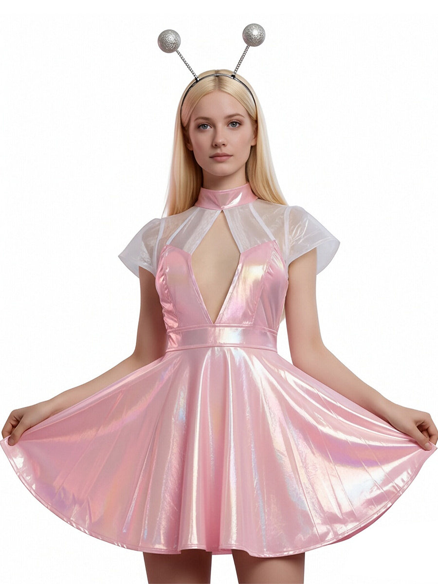 Holographic Alien Cosplay Mini Dress