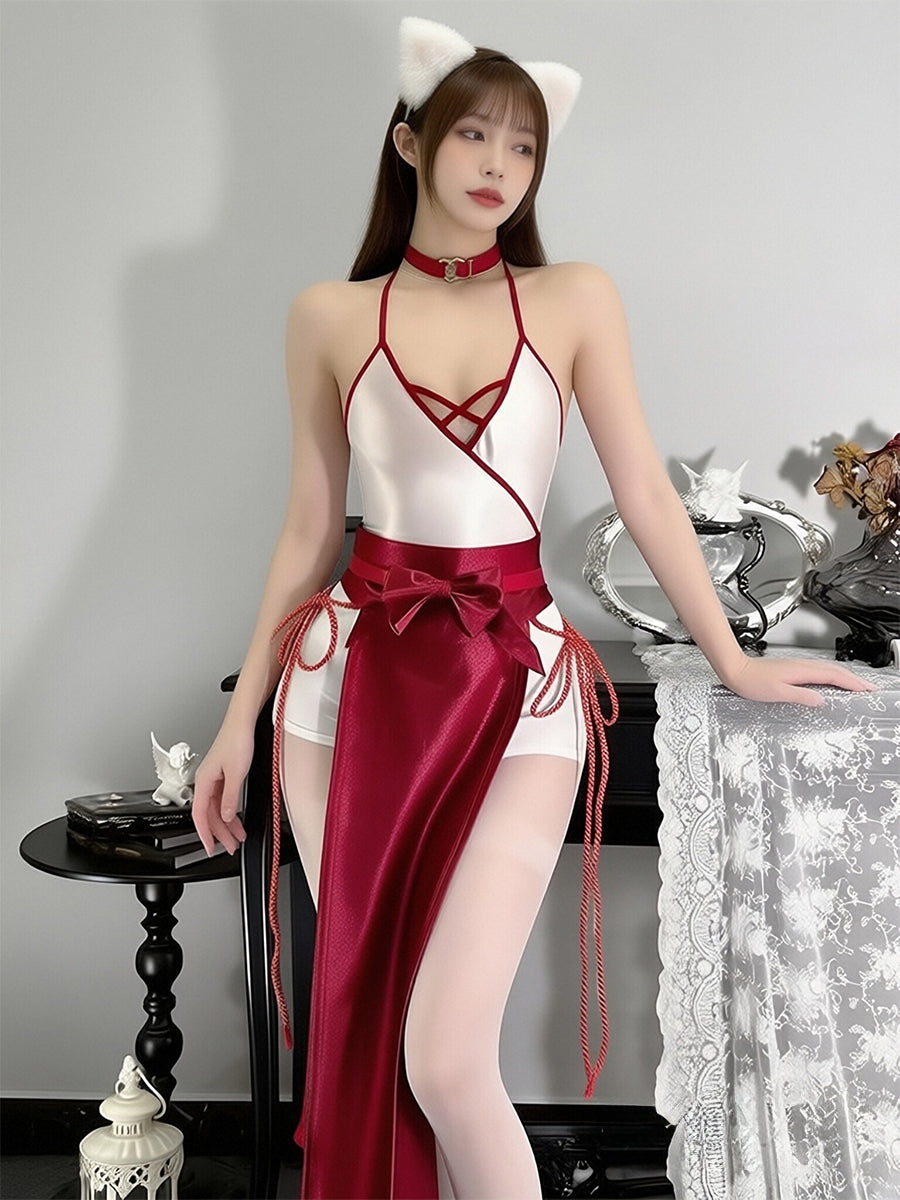 Japanese High Split Kimono Dress