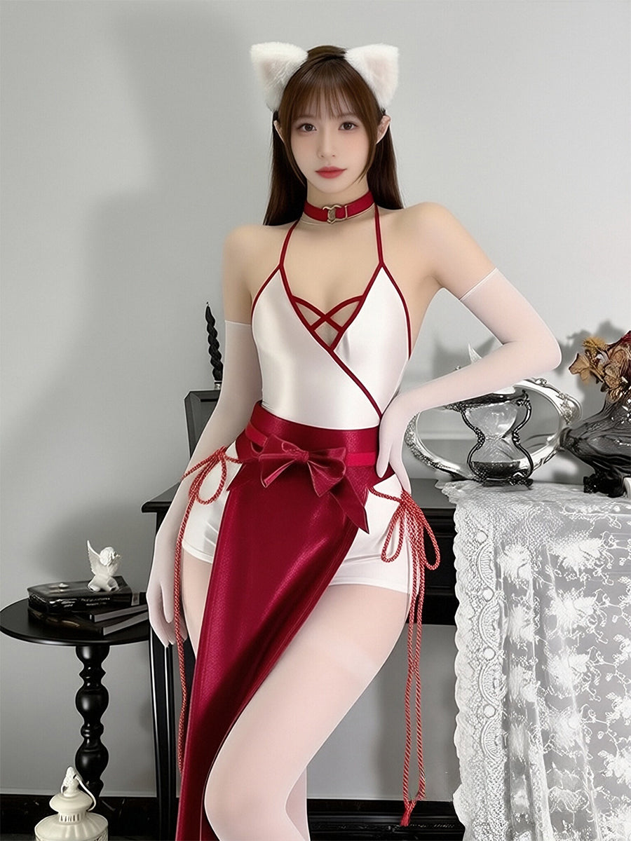 Japanese High Split Kimono Dress