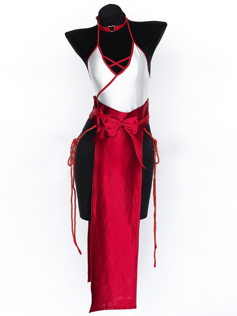 Japanese High Split Kimono Dress