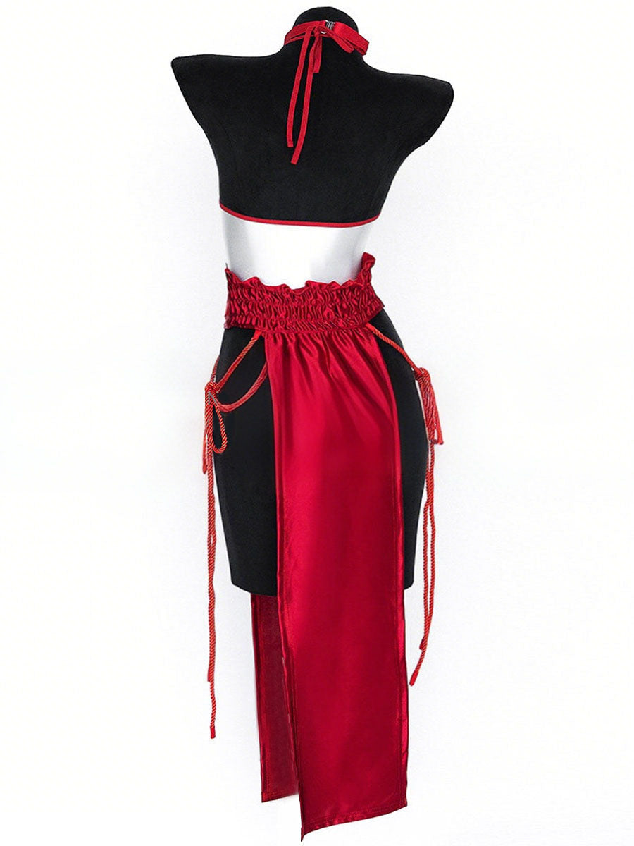 Japanese High Split Kimono Dress
