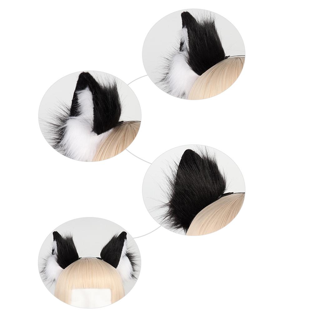 Fox Cat Ears Hair Headband Long Fur Animal Wolf Cosplay Party Headwear