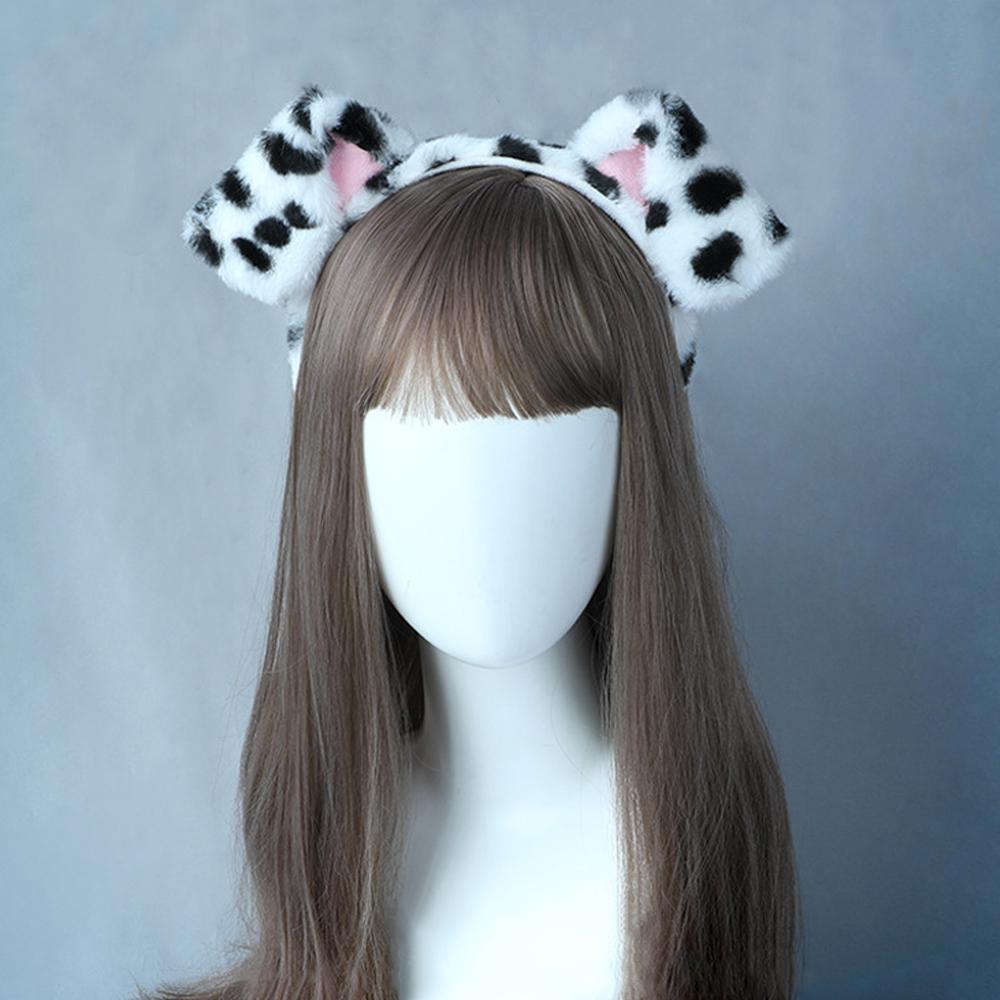 Cartoon Dog Ears Headband Fluffy Dalmatian Dog Ears Headwear Puppy Ears Costume Accessory
