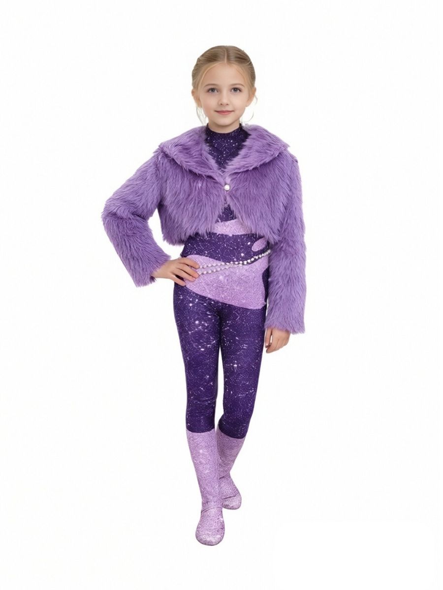 Purple Faux Fur Jacket and Jumpsuit Set