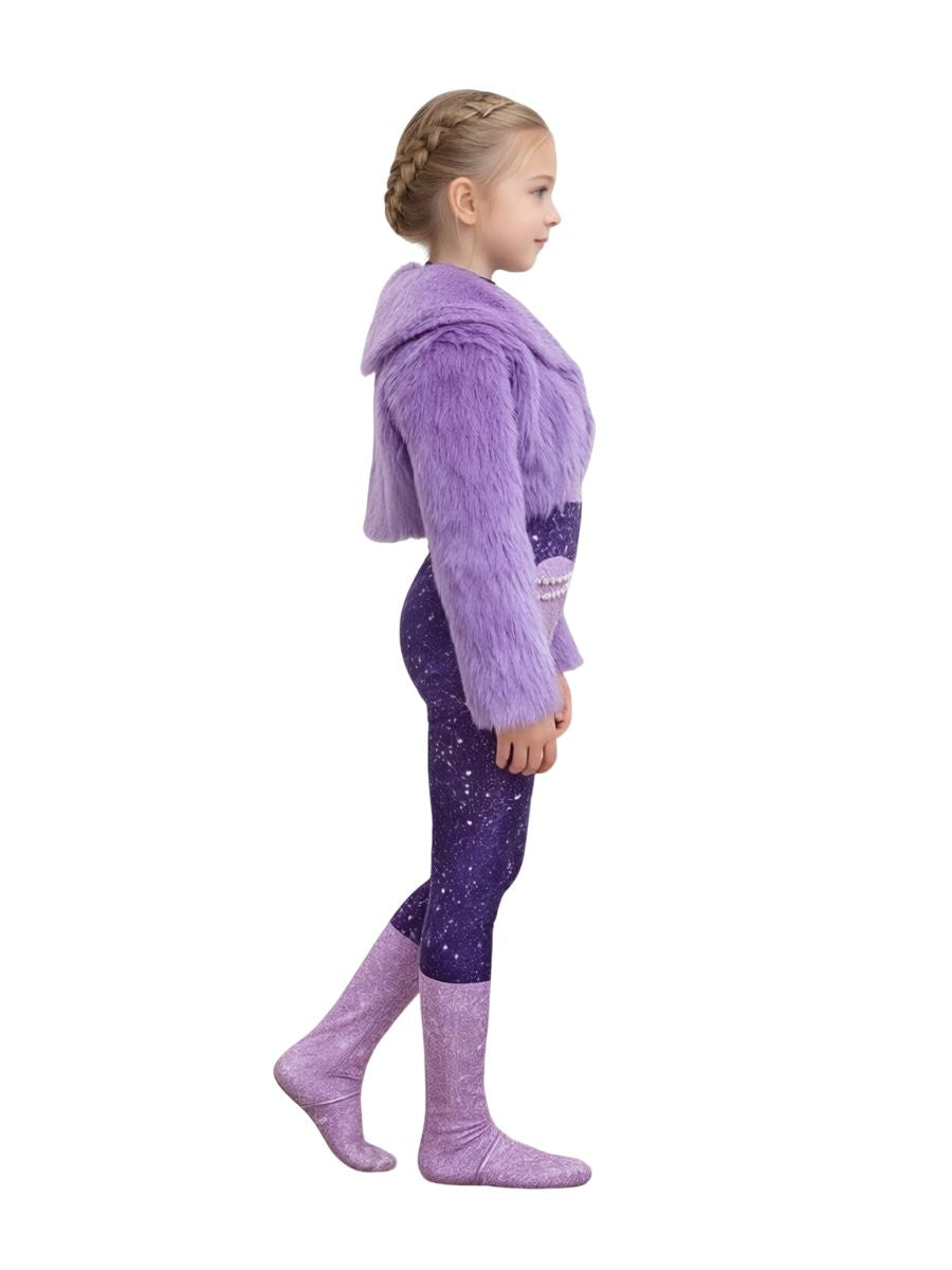 Purple Faux Fur Jacket and Jumpsuit Set