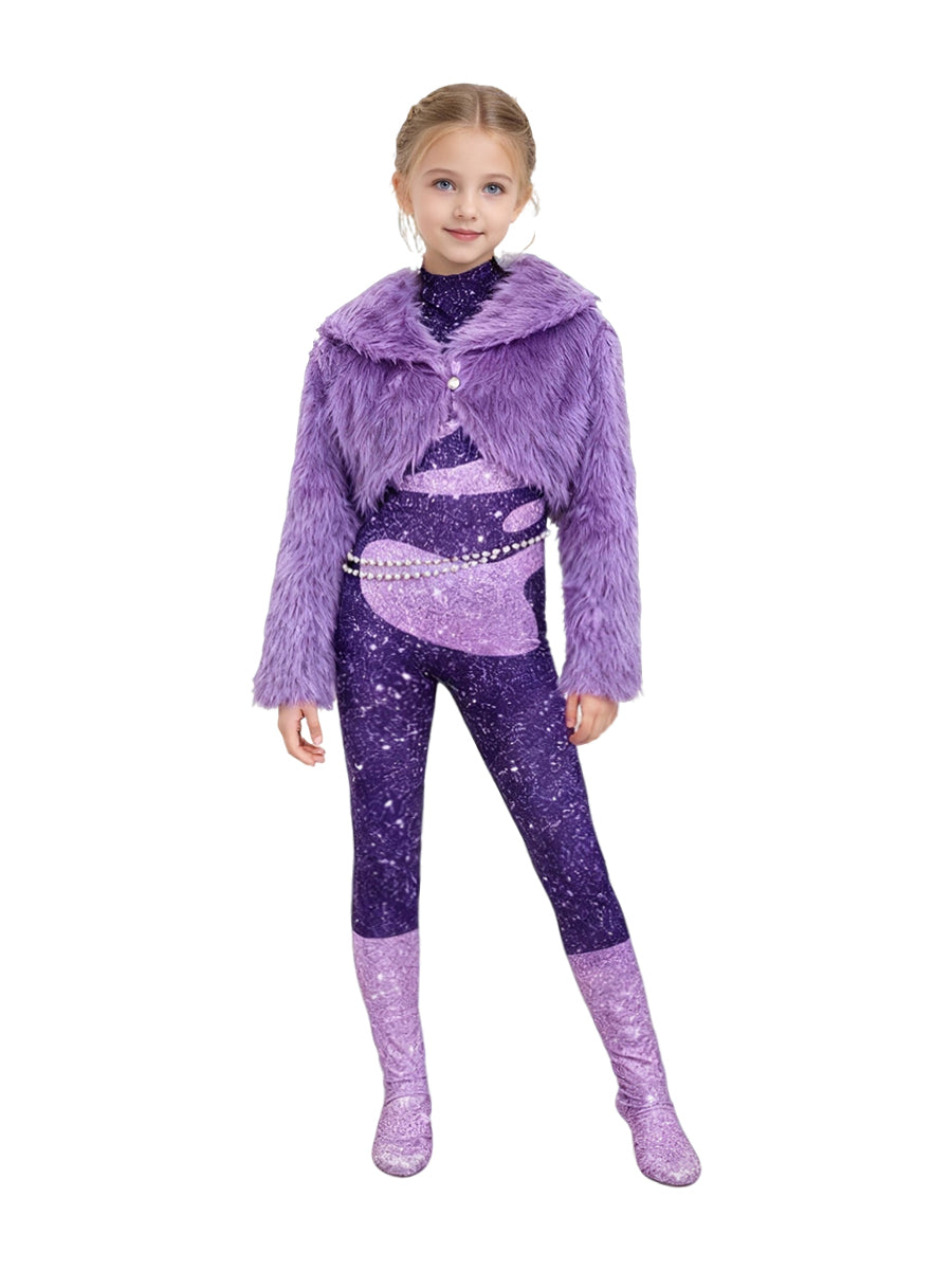 Purple Faux Fur Jacket and Jumpsuit Set