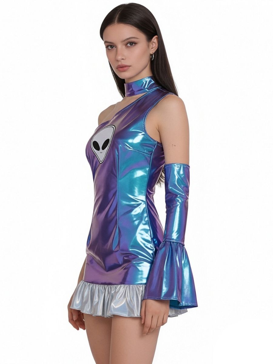 Metallic Space Girl Mini Dress