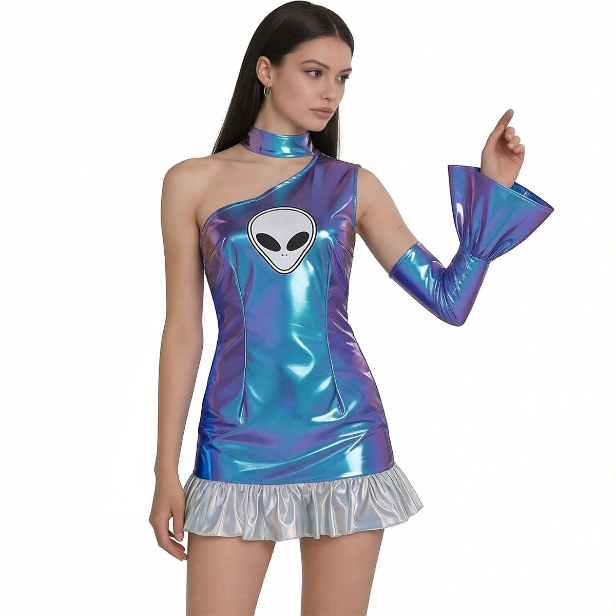 Metallic Space Girl Mini Dress