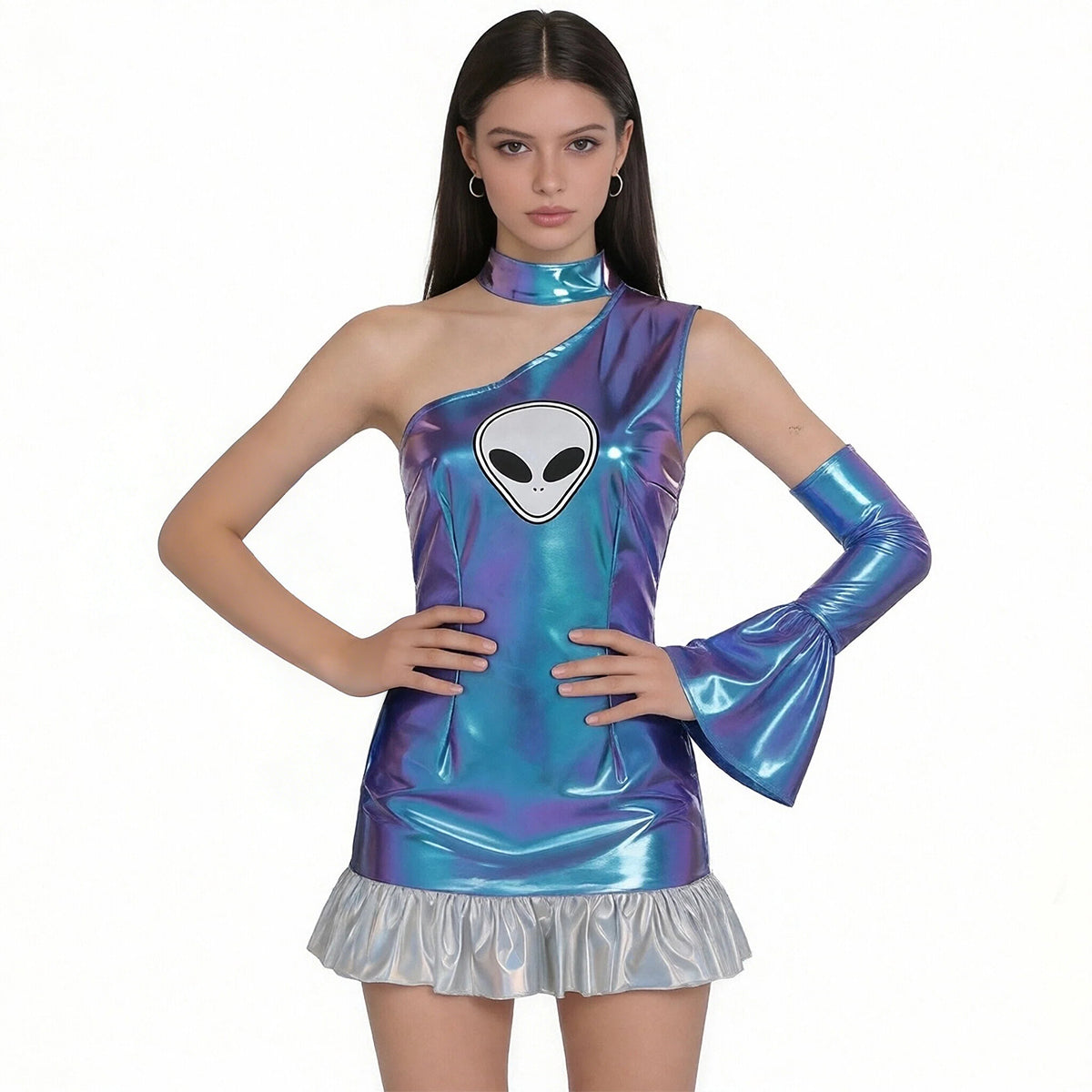Metallic Space Girl Mini Dress