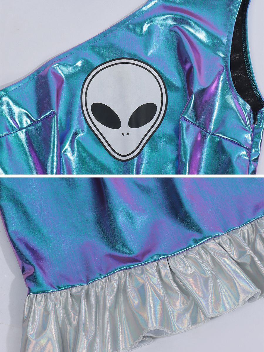 Metallic Space Girl Mini Dress