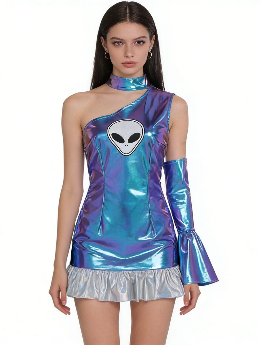 Metallic Space Girl Mini Dress