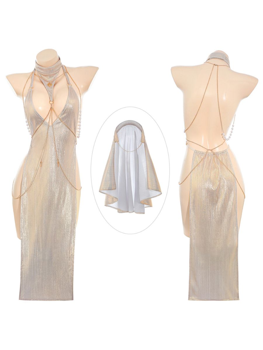 Metallic Habit Nun Cosplay Lingerie