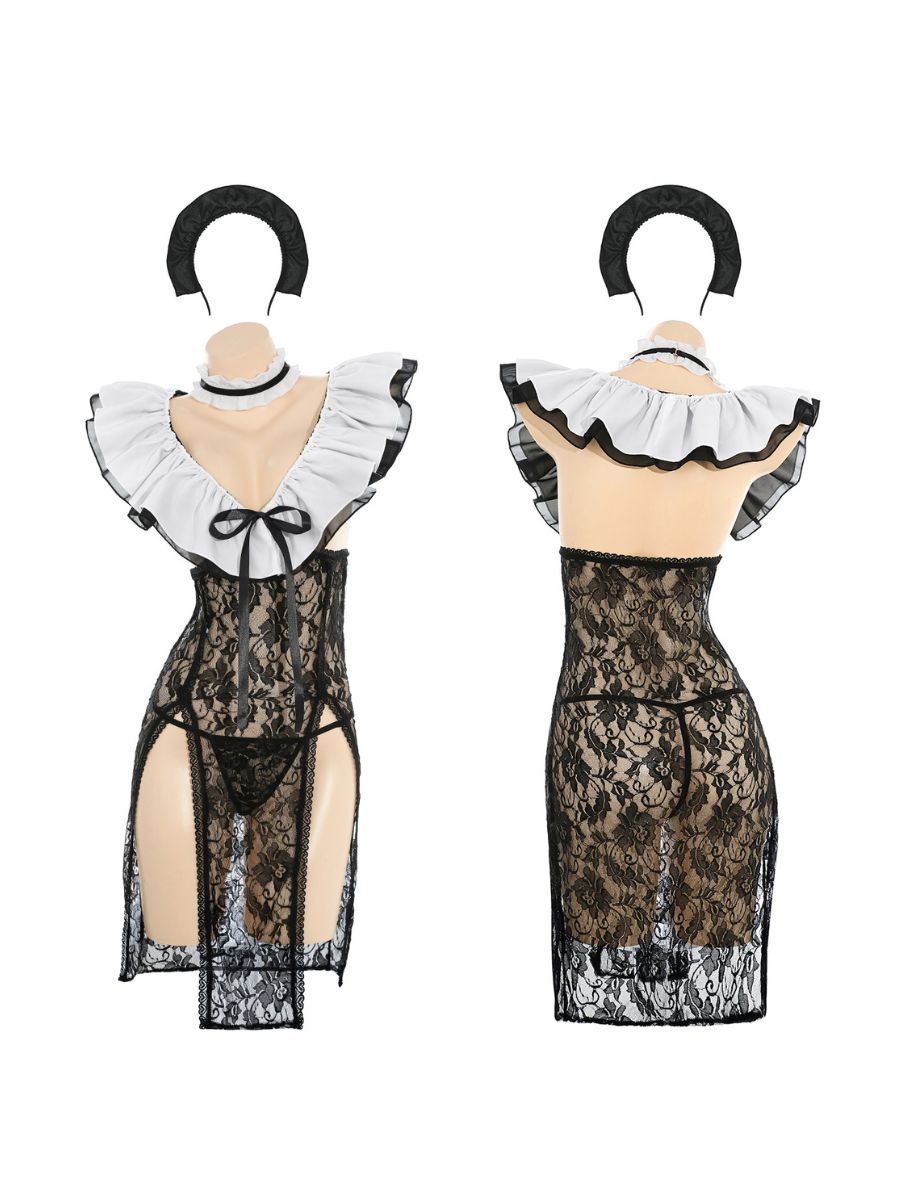 Naughty Maid Floral Lace Babydoll Dress