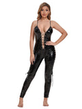 Plus Size Latex Sleeveless Jumpsuit