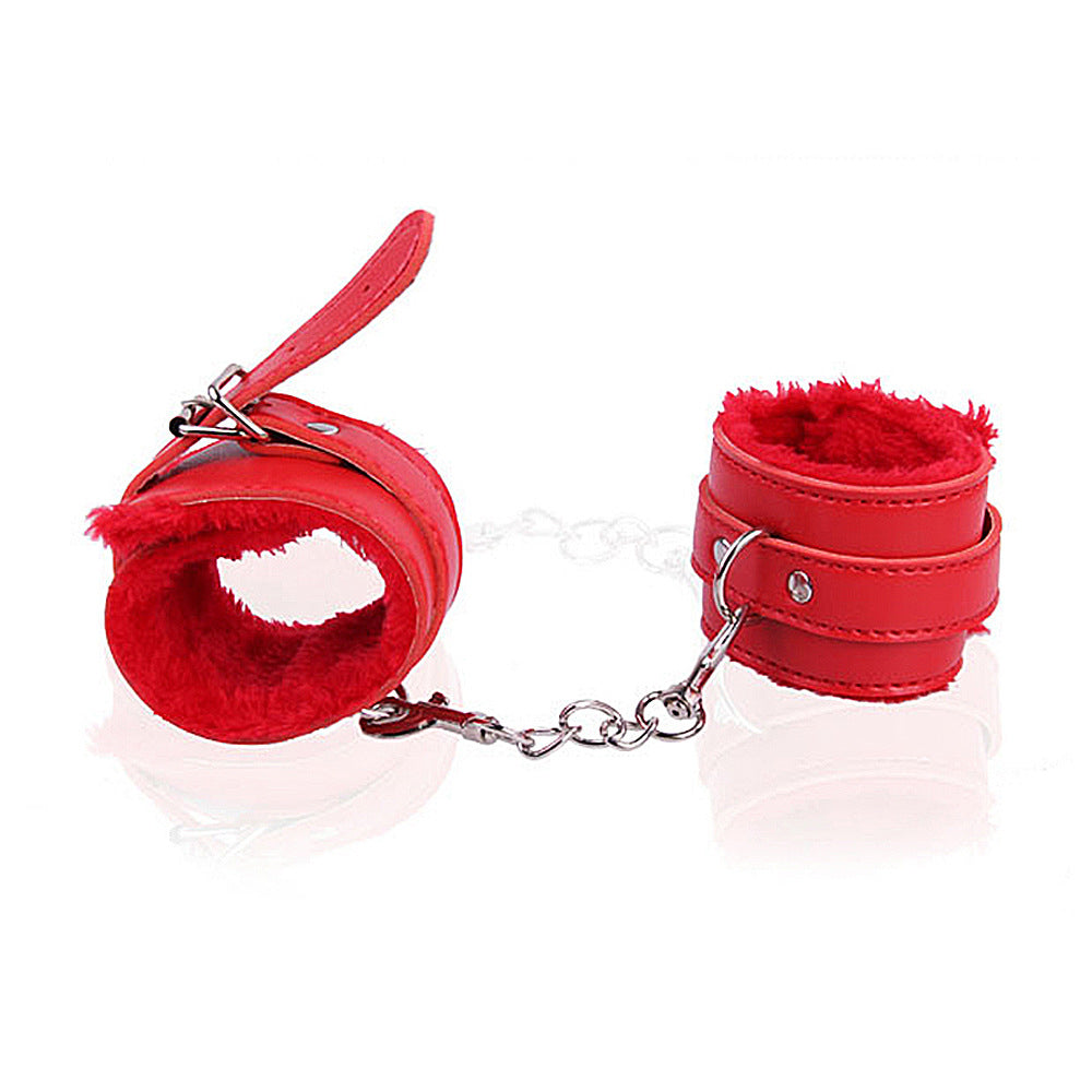 PU Leather and Furry Handcuffs Adjustable Buckle Shackle Cosplay Accessory