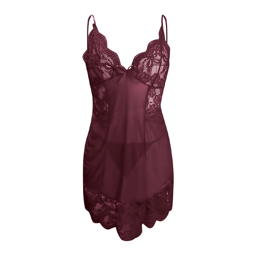 Sexy Babydoll Lace Honeymoon Dress Spaghetti Strap Mesh Chemise Sleepwear