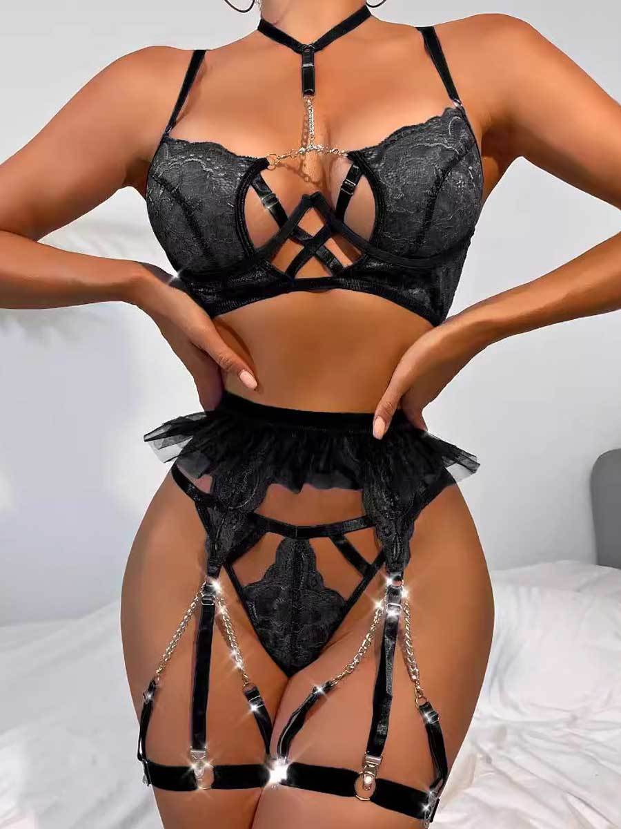 3-piece Caged Bra and Underwear Set