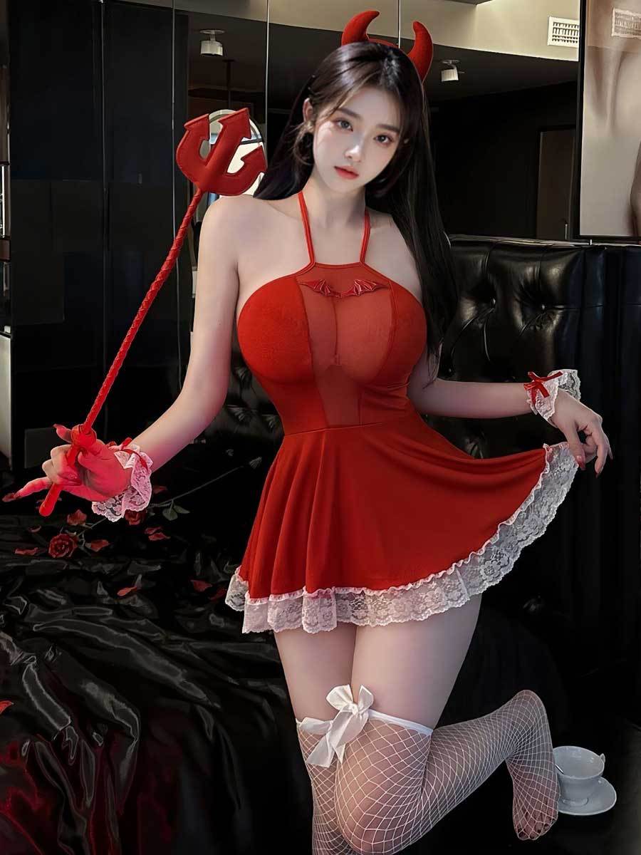 Red Succubus Lingerie Dress Set