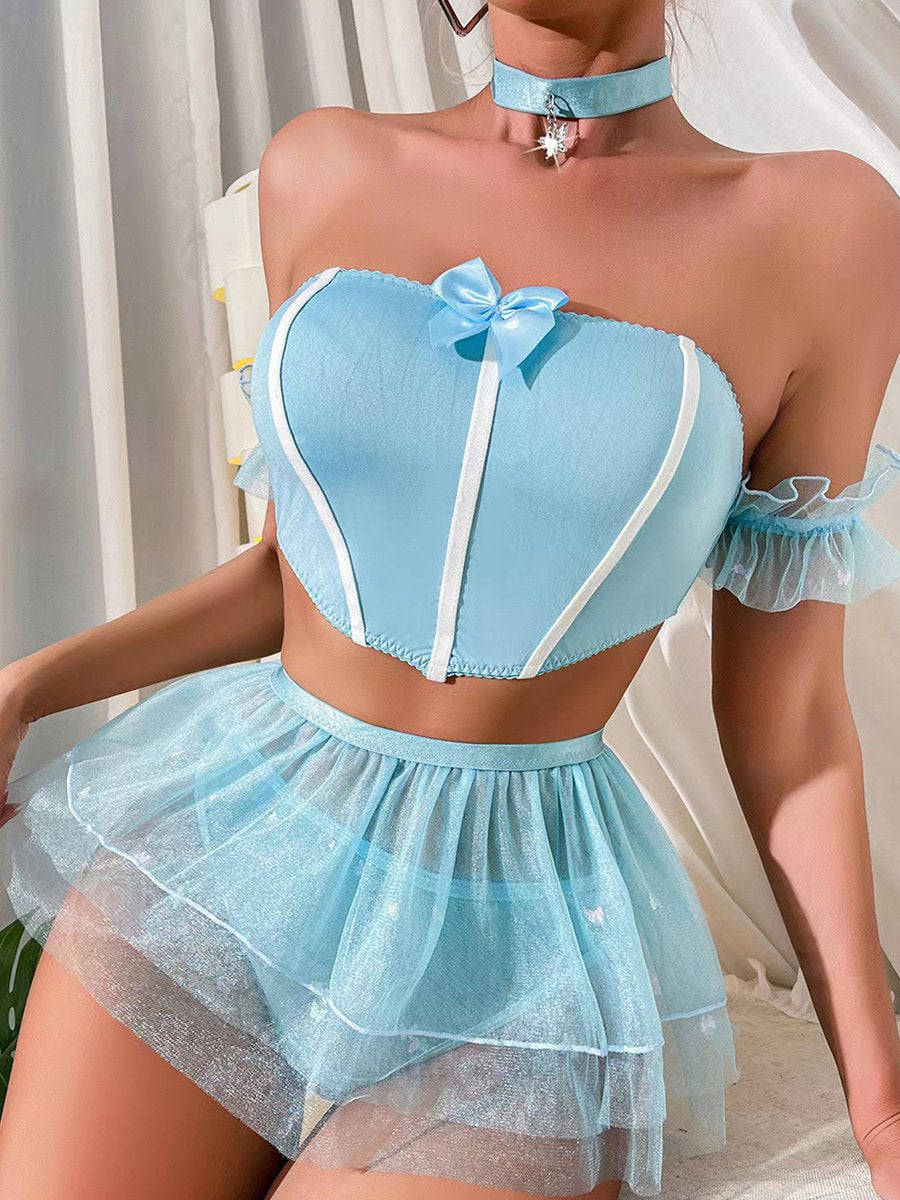Blue Princess Strapless Top and Skirt Set
