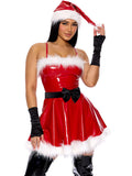 PU Leather Santa Mini Dress