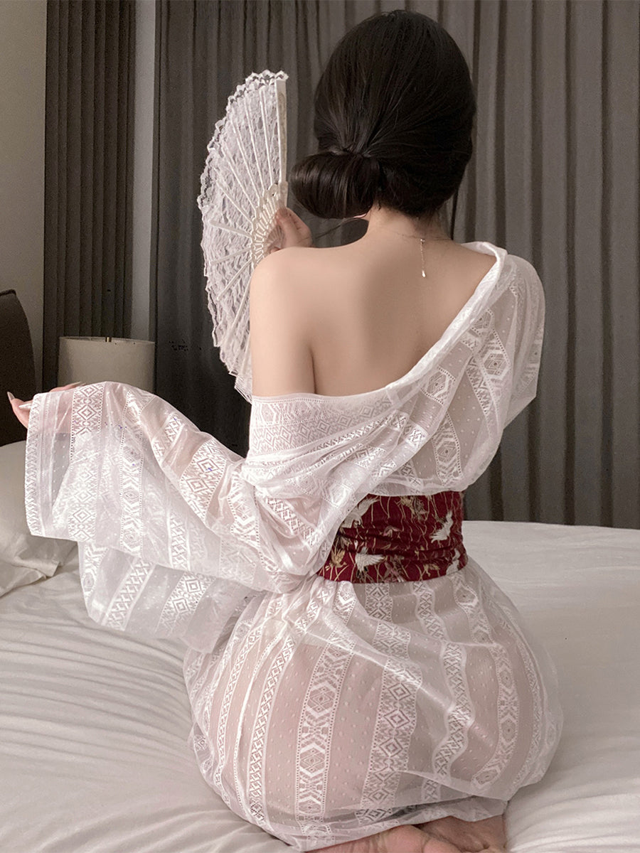 Sexy Sheer Kimono Lingerie Set