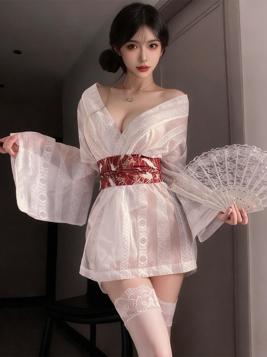 Sexy Sheer Kimono Lingerie Set
